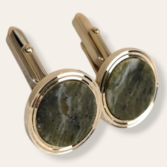 Vintage Connemara Marble Cufflinks - Picture 1 of 6